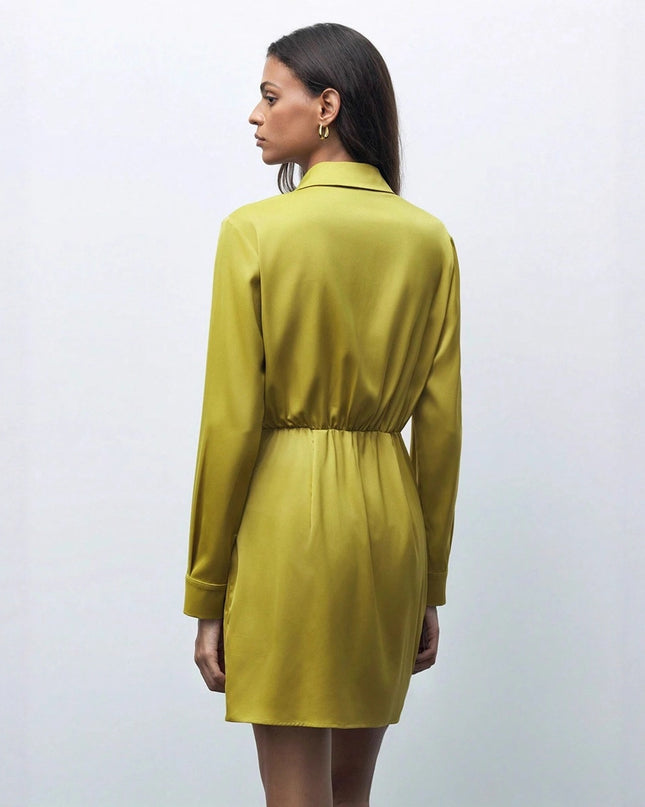 Einfarbiges, vielseitiges, lässiges Satin-Kleid für Damen