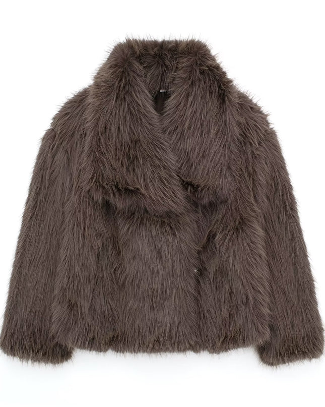Winter Plüschmantel Mode Verdicken Revers Outwear Lässige Langarm-Oberteile Damenbekleidung