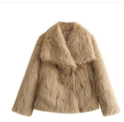 Winter Plüschmantel Mode Verdicken Revers Outwear Lässige Langarm-Oberteile Damenbekleidung