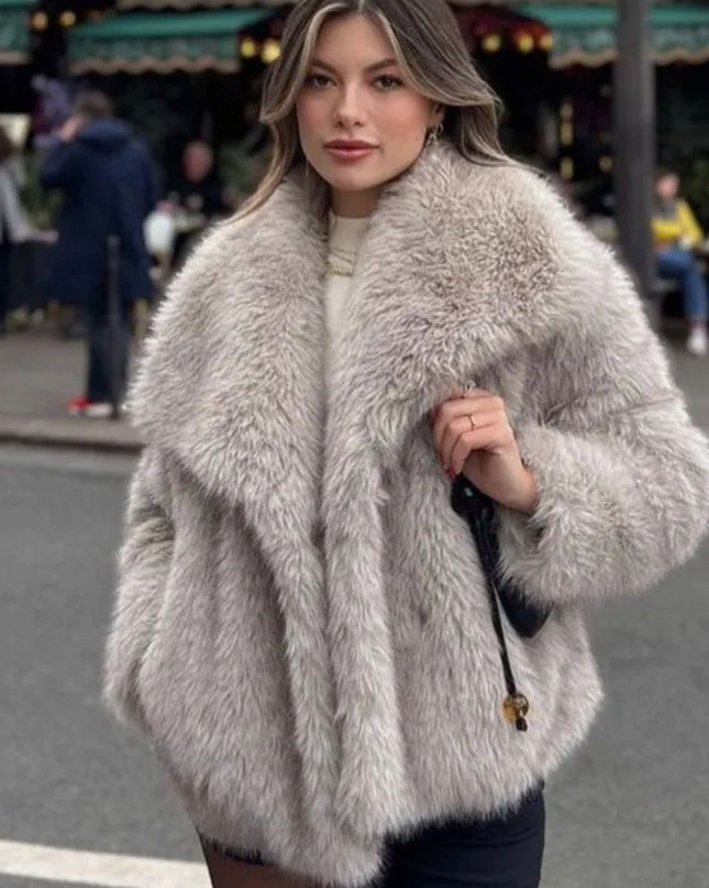 Winter Plüschmantel Mode Verdicken Revers Outwear Lässige Langarm-Oberteile Damenbekleidung