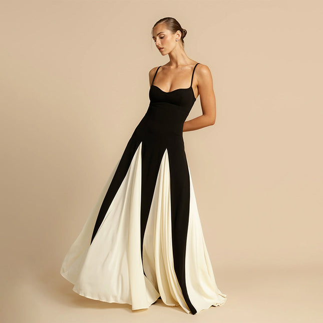 Elegant slingklänning med färgkontrast - Trendigt mode