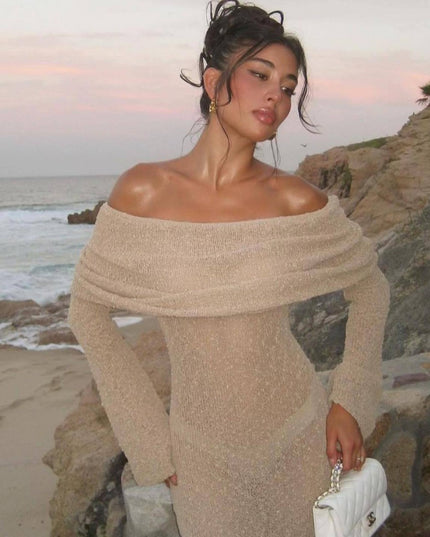 Sexy One-Shoulder Strickkleid - Strandurlaub Longwear