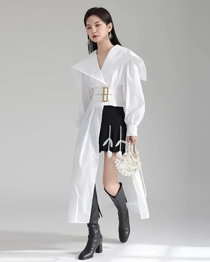 Elevate Your Style with the Irregular Mid-length Waistband Shirt Dress