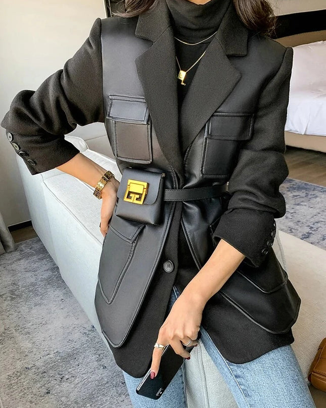 Eleganter Blazer aus PU-Leder für Damen: Ein Muss für Büro und Freizeit