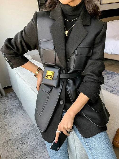 Elegant PU Leather Blazer for Women: A Must-Have for Office and Beyond