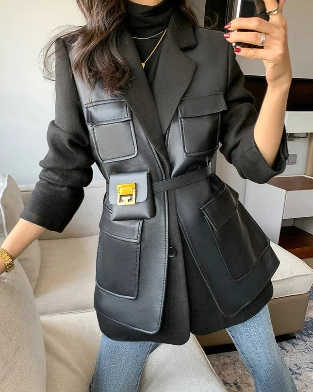 Eleganter Blazer aus PU-Leder für Damen: Ein Muss für Büro und Freizeit