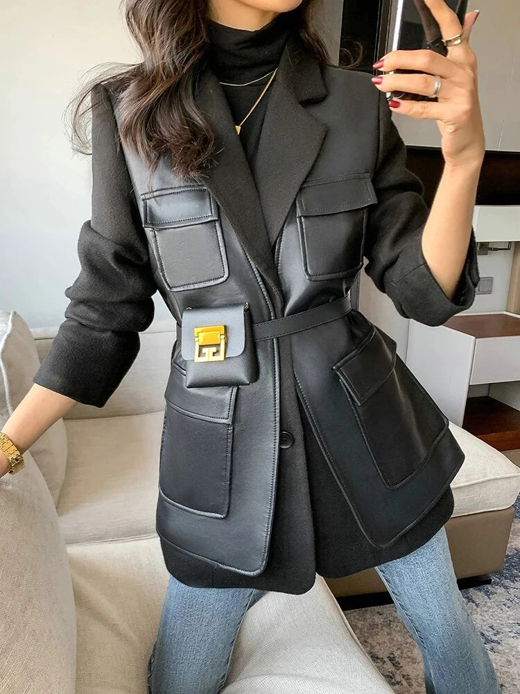 Elegant PU Leather Blazer for Women: A Must-Have for Office and Beyond