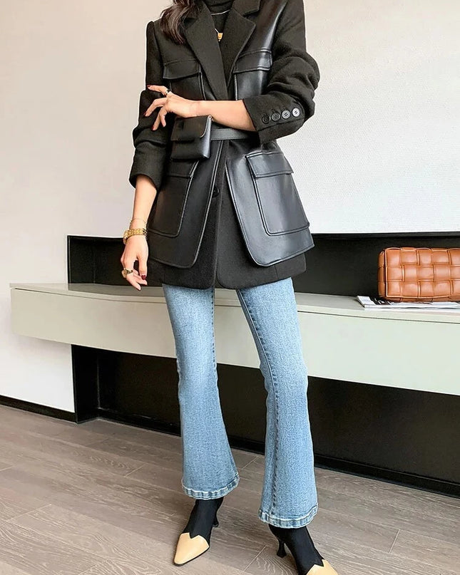 Eleganter Blazer aus PU-Leder für Damen: Ein Muss für Büro und Freizeit