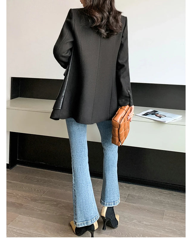 Eleganter Blazer aus PU-Leder für Damen: Ein Muss für Büro und Freizeit