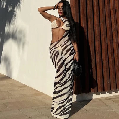 2024 Sexy Mesh Maxi Dress for Summer Holiday - Women's Beach Cover-Up
