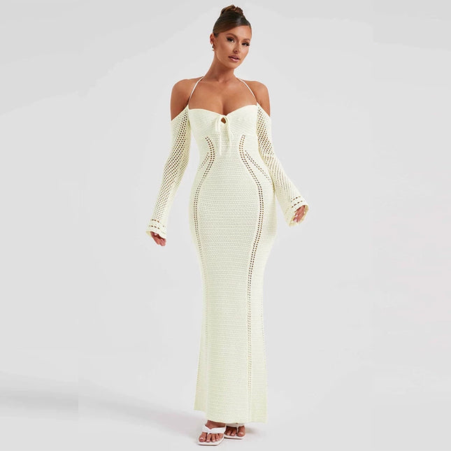 Hohles Langarm-Schnürkleid – schmale Passform