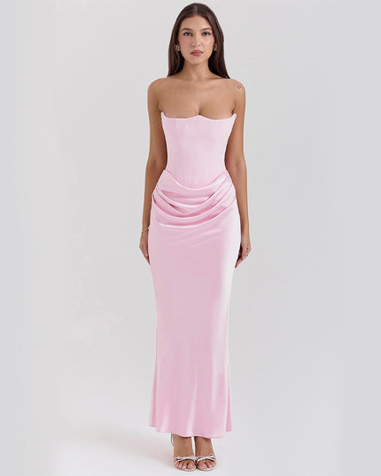 Schlankes Tube Top Maxikleid, sexy, modisch, Bandeau, rückenfrei, Party-Abendkleider für Damen