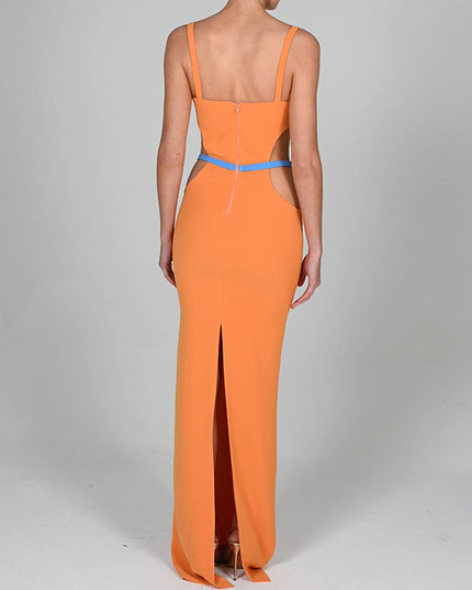 Women's Orange Pink Sling Halter A-Line Skirt