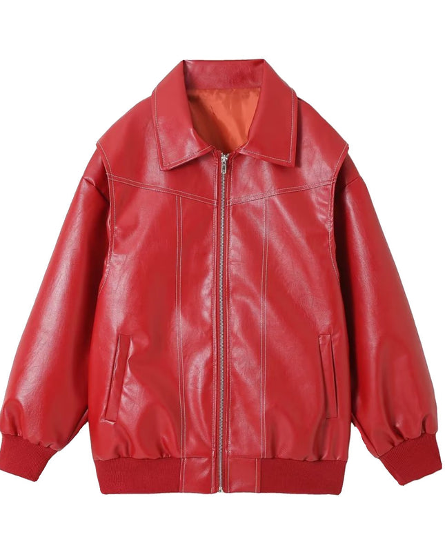 Schicke Biker-Reißverschlussjacke für Damen – Stilvolles Reversdesign & Lange Ärmel