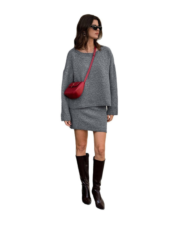 European And American Leisure Sweater Short Skirt Suit For Women