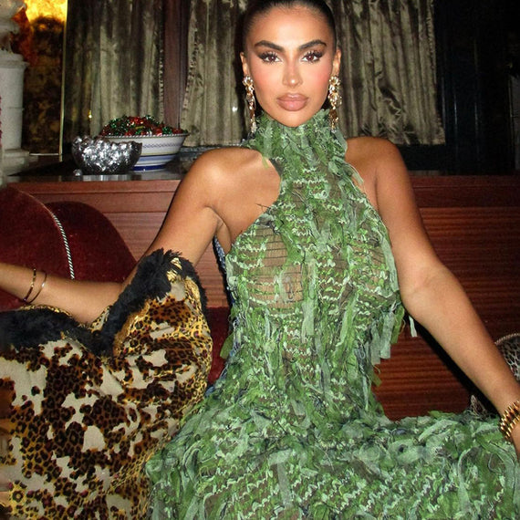 Backless High Waist Fashion Dress - Street Style