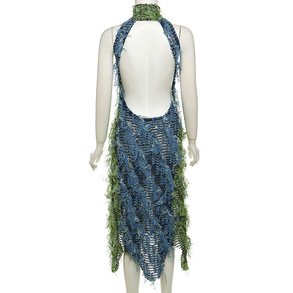 Backless High Waist Fashion Dress - Street Style