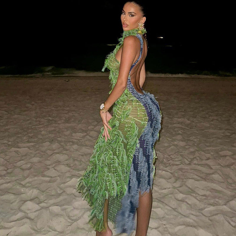 Backless High Waist Fashion Dress - Street Style