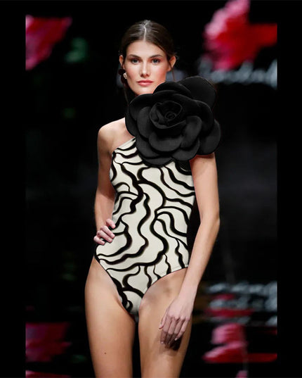 Women's Big Flower One-Piece Swimsuit - High Quality & All-Matching