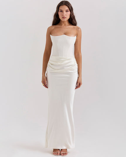 Schlankes Tube Top Maxikleid, sexy, modisch, Bandeau, rückenfrei, Party-Abendkleider für Damen
