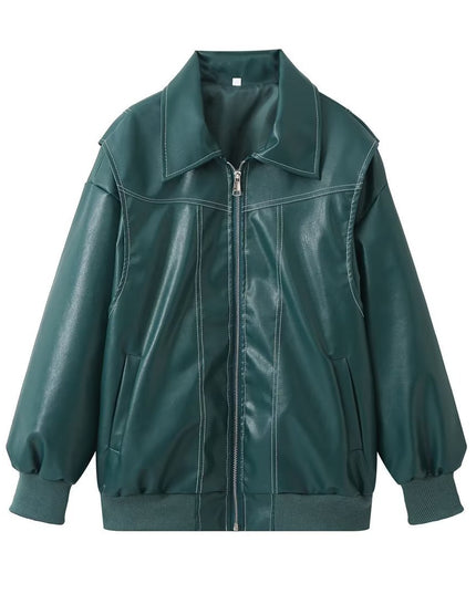 Schicke Biker-Reißverschlussjacke für Damen – Stilvolles Reversdesign & Lange Ärmel