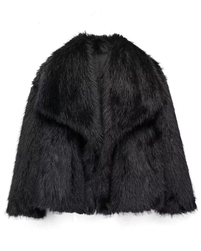 Winter Plüschmantel Mode Verdicken Revers Outwear Lässige Langarm-Oberteile Damenbekleidung