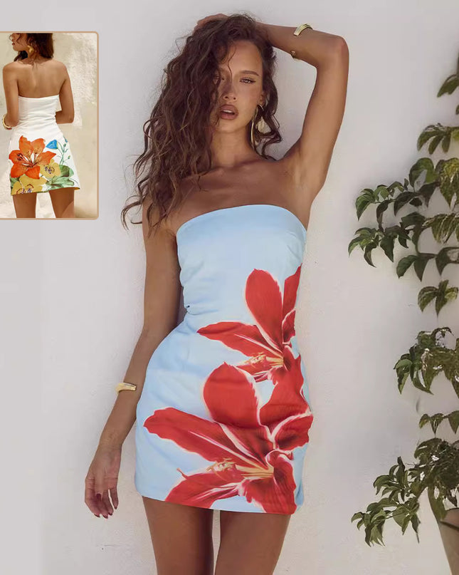 Blumenmuster-Tube-Top-Etui-Kleid