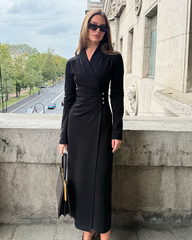 Einfaches, alltagstaugliches, elegantes Langarmkleid für Damen