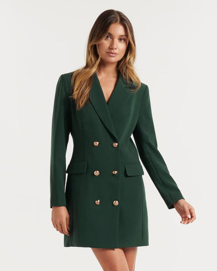 Solid Color Casual Double Breasted Mid-length Suit