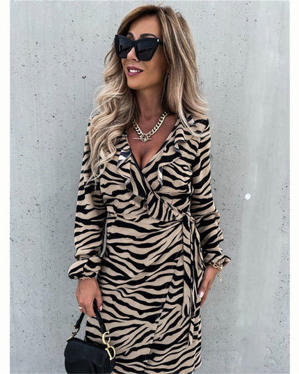 Women's Striped A-Line Dress - Elegant Spring Fashion
