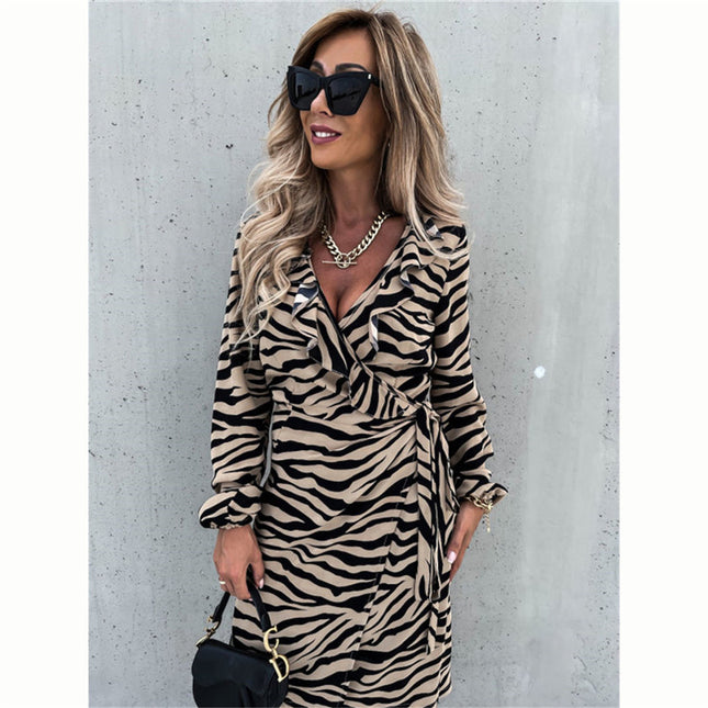 Damen gestreiftes A-Linien-Kleid – Elegante Frühlingsmode