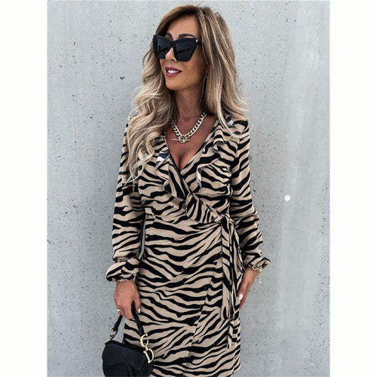 Women's Striped A-Line Dress - Elegant Spring Fashion