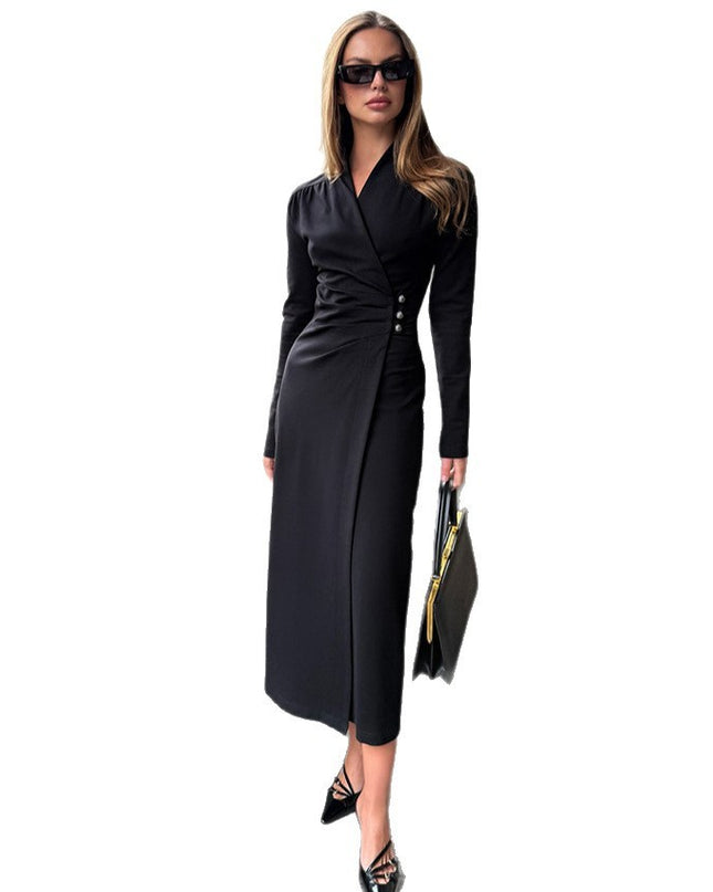Einfaches, alltagstaugliches, elegantes Langarmkleid für Damen