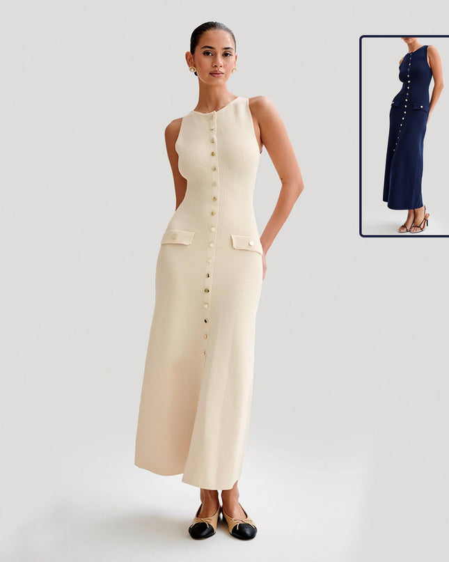 Elegantes ärmelloses Strickkleid – Rundhals Slim Fit Damenmode