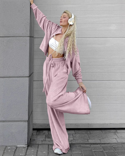Velvet Gray Sweater Trousers Suit