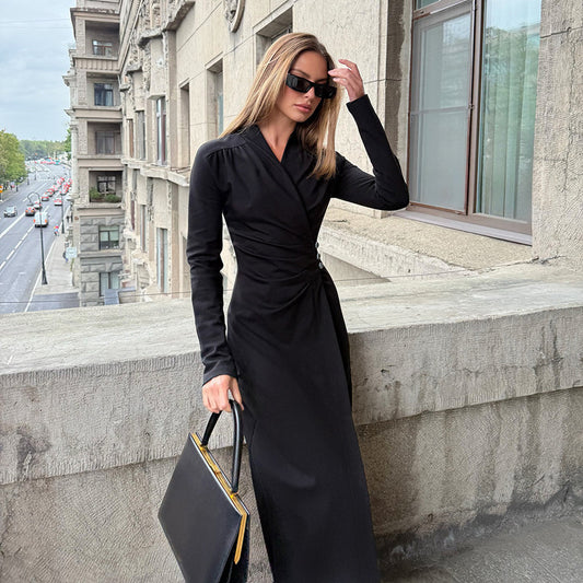 Simple All-matching Graceful Long Sleeve Dress For Women