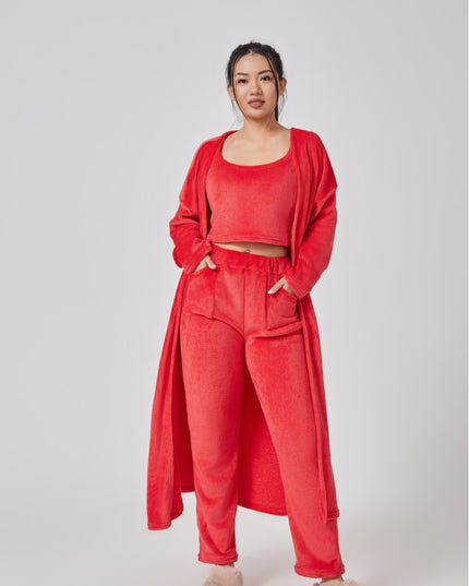 Cozy Pajama Set, 3 Piece Lounge Set, Cute Loungewear, Warm Suit Sets, Matching Set, Lounge Set, 3 Piece Pant Sets, Women Winter Dress