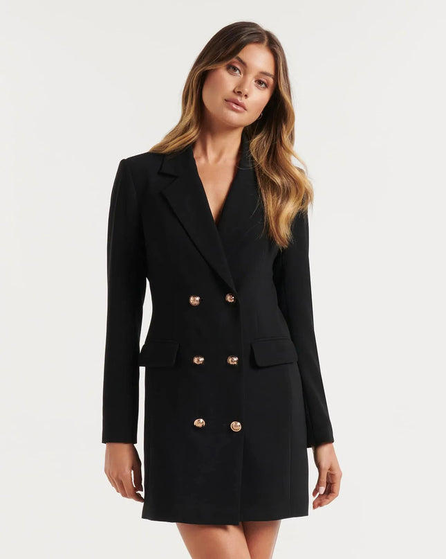 Solid Color Casual Double Breasted Mid-length Suit