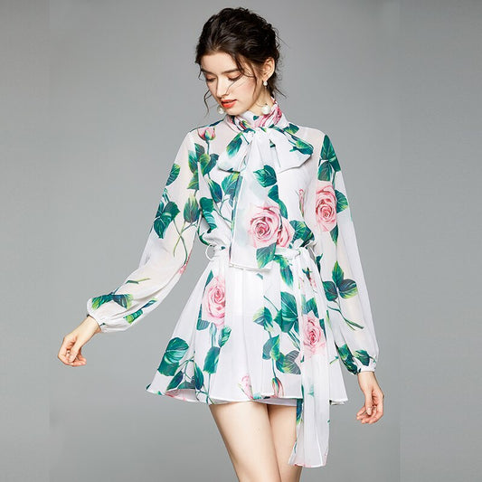 Stunning Vintage Rose Print Chiffon Dress - Perfect for the Holidays!