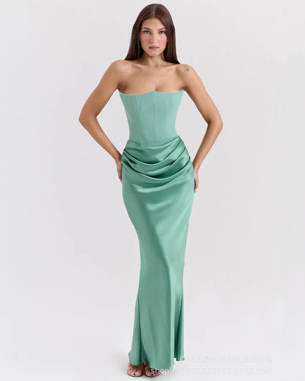Schlankes Tube Top Maxikleid, sexy, modisch, Bandeau, rückenfrei, Party-Abendkleider für Damen