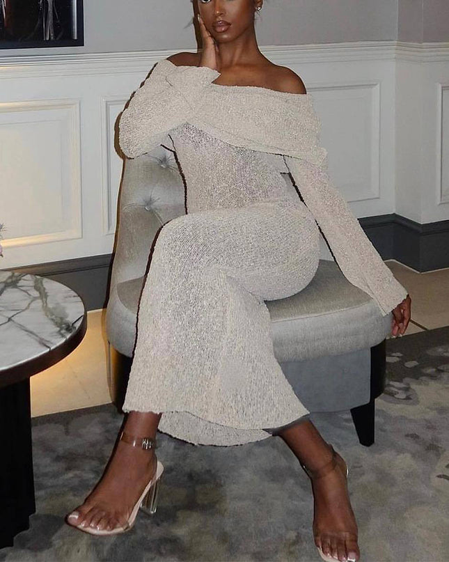 Sexy One-Shoulder Strickkleid - Strandurlaub Longwear