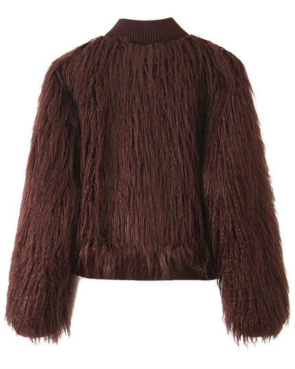 Fashion Temperament Women's Artificial Fur Effect Knitted Coat