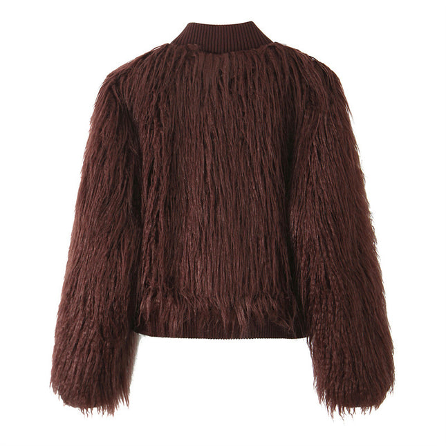 Damen-Strickmantel mit Kunstpelz-Effekt – Mode und Temperament
