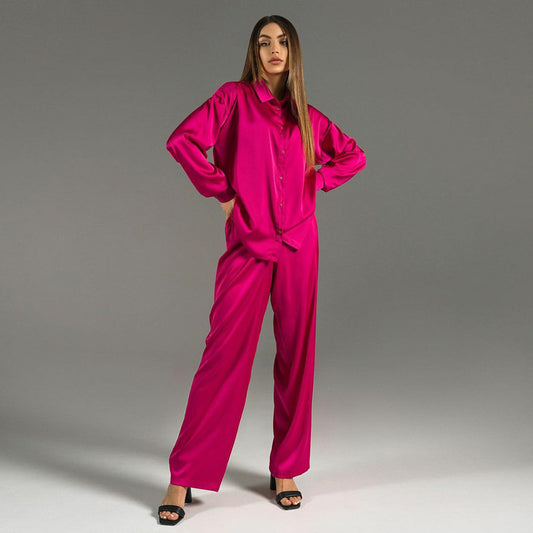 Elegant Two-Piece Set: Solid Color Trousers