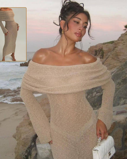 Sexy One-Shoulder Strickkleid - Strandurlaub Longwear