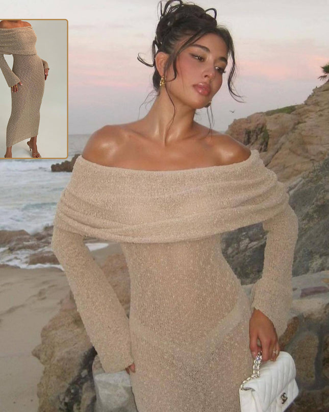 Sexy One-Shoulder Strickkleid - Strandurlaub Longwear