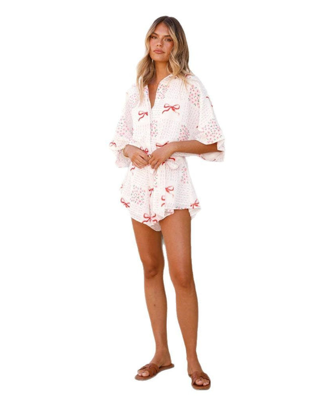 Jumpsuit för dam med slag, halv ärm och snörning