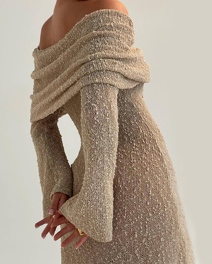 Sexy One-Shoulder Strickkleid - Strandurlaub Longwear