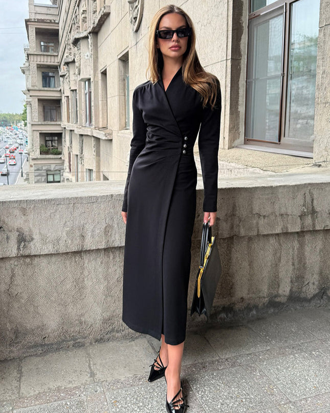 Einfaches, alltagstaugliches, elegantes Langarmkleid für Damen