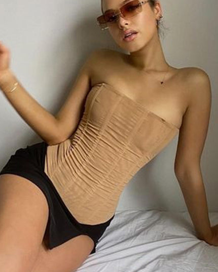 Mesh Crop Corset Tube Top - Women's Stylish Summer Wear